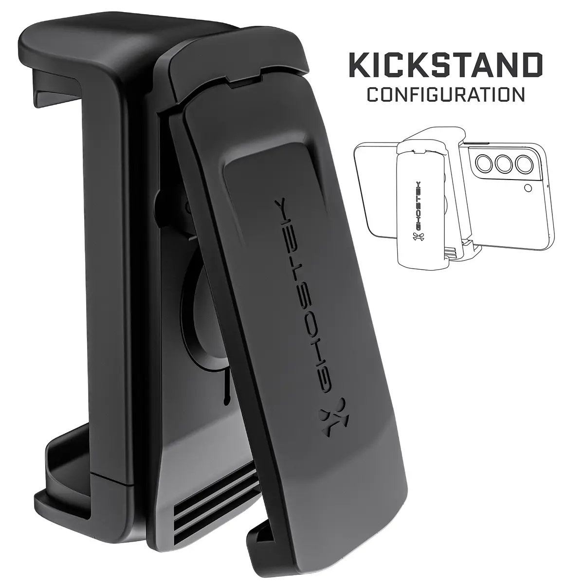 Ghostek Universal Belt Clip Holster with Kickstand & Swivel Mount, Fits Phones up to 3.7" Wide | Black - view 2
