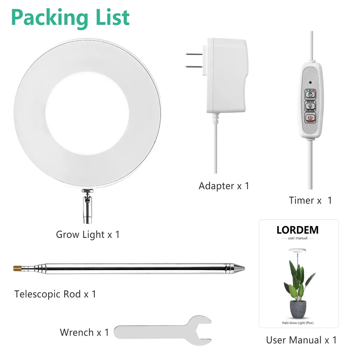 LORDEM Full Spectrum LED Grow Light, 72 LEDs, 4 Brightness Settings | Supports Indoor Plant Growth - view 7