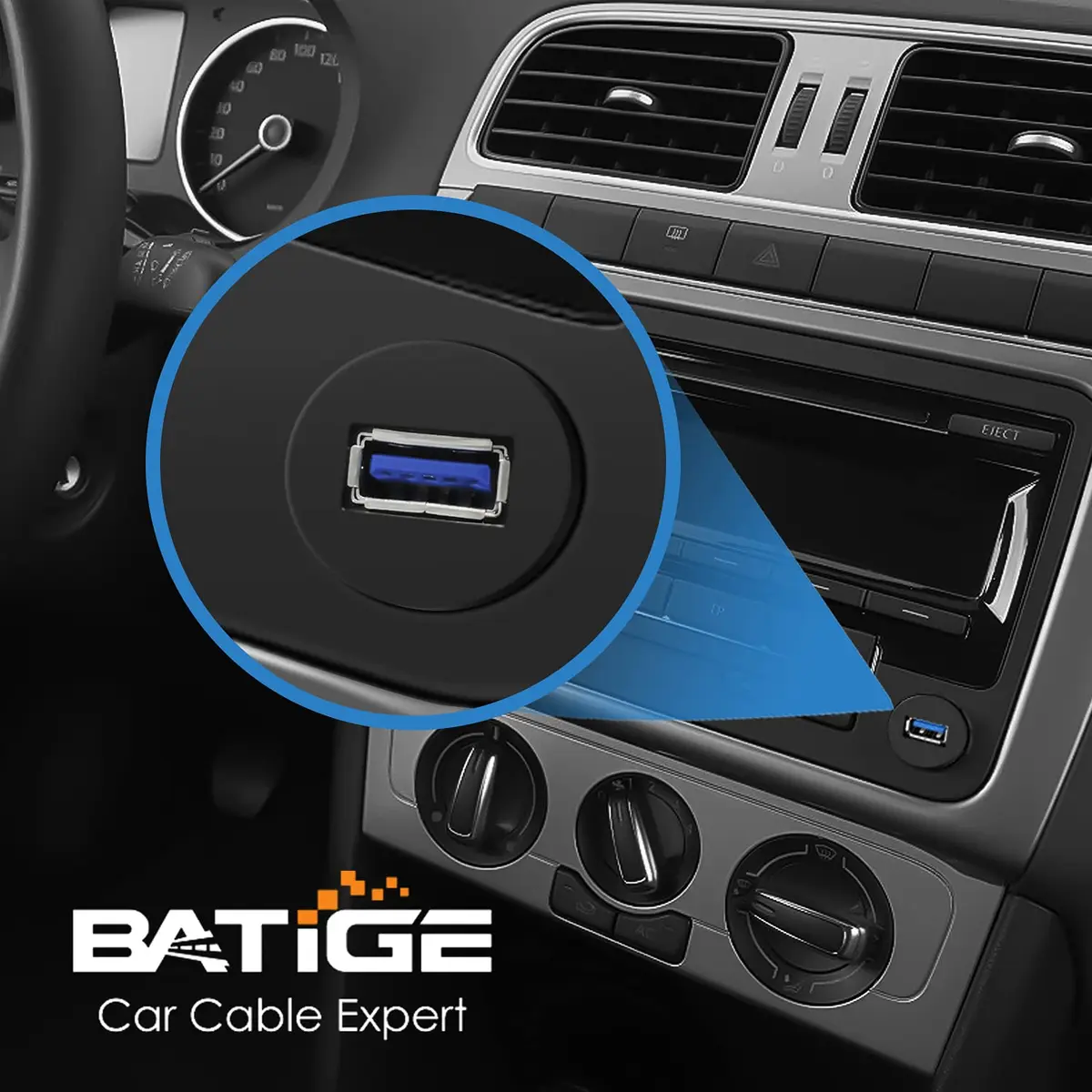 BATIGE USB 3.0 Male to Female AUX Car Mount Flush Cable 1ft | Waterproof Car Dash Extension - view 3