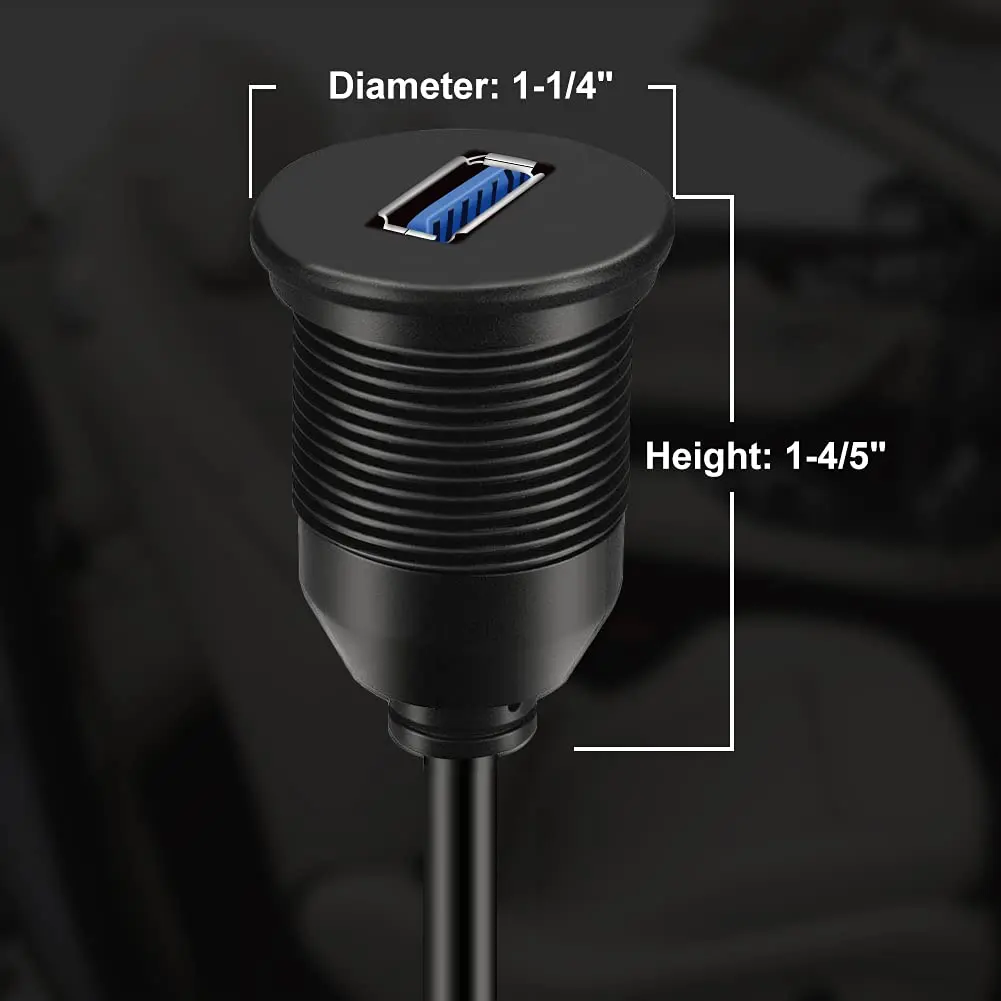 BATIGE USB 3.0 Male to Female AUX Car Mount Flush Cable 1ft | Waterproof Car Dash Extension - view 4
