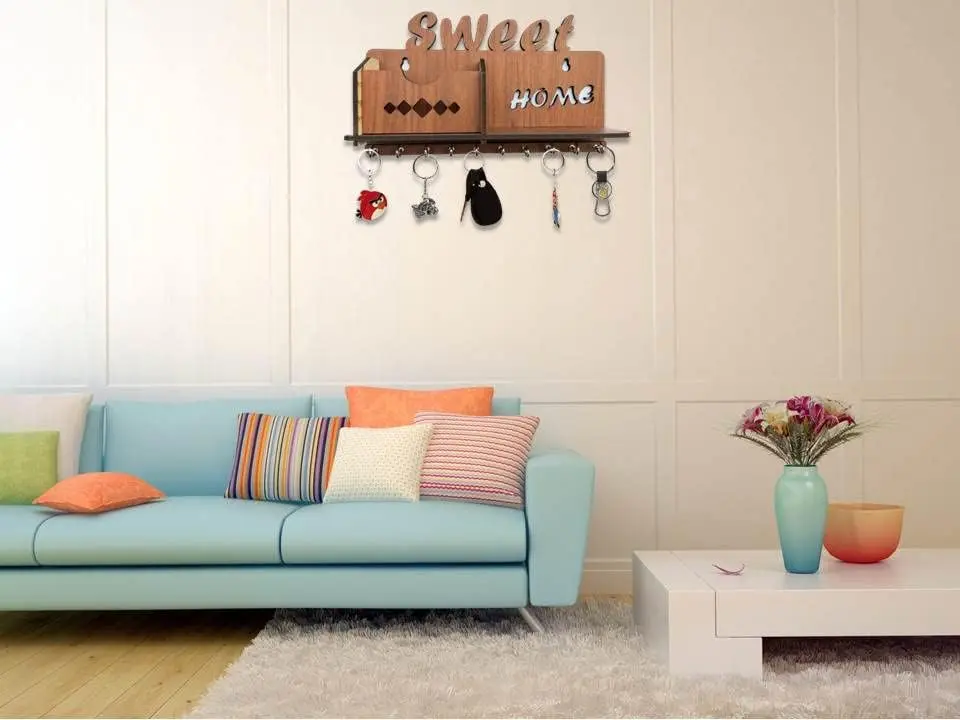 My Dream Carts Sweet Home MDF Wood Key Holder with Mobile Charge Stand | 24 cm (9.4 in) Width - view 6