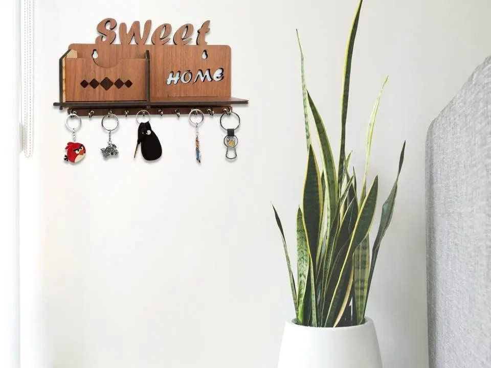 My Dream Carts Sweet Home MDF Wood Key Holder with Mobile Charge Stand | 24 cm (9.4 in) Width - view 7