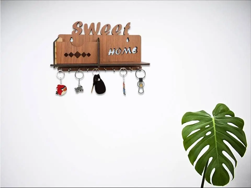My Dream Carts Sweet Home MDF Wood Key Holder with Mobile Charge Stand | 24 cm (9.4 in) Width - view 8