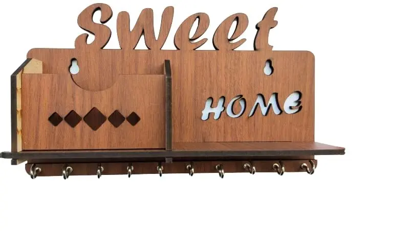 My Dream Carts Sweet Home MDF Wood Key Holder with Mobile Charge Stand | 24 cm (9.4 in) Width - view 2