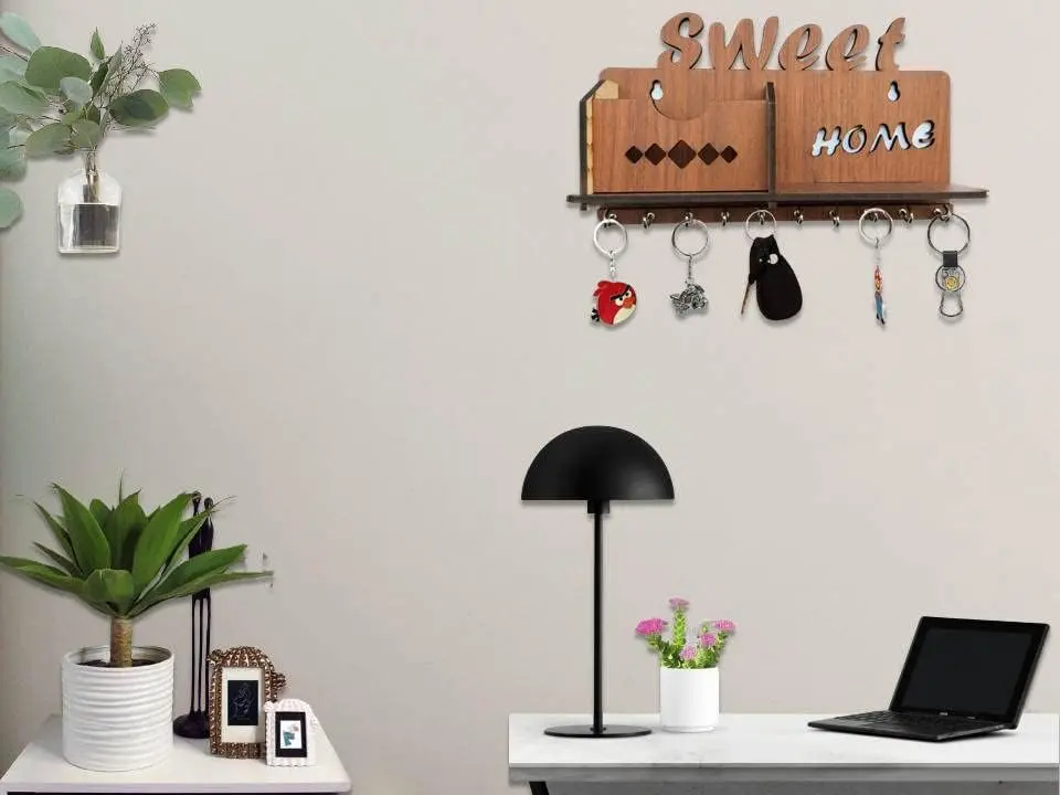 My Dream Carts Sweet Home MDF Wood Key Holder with Mobile Charge Stand | 24 cm (9.4 in) Width - view 4