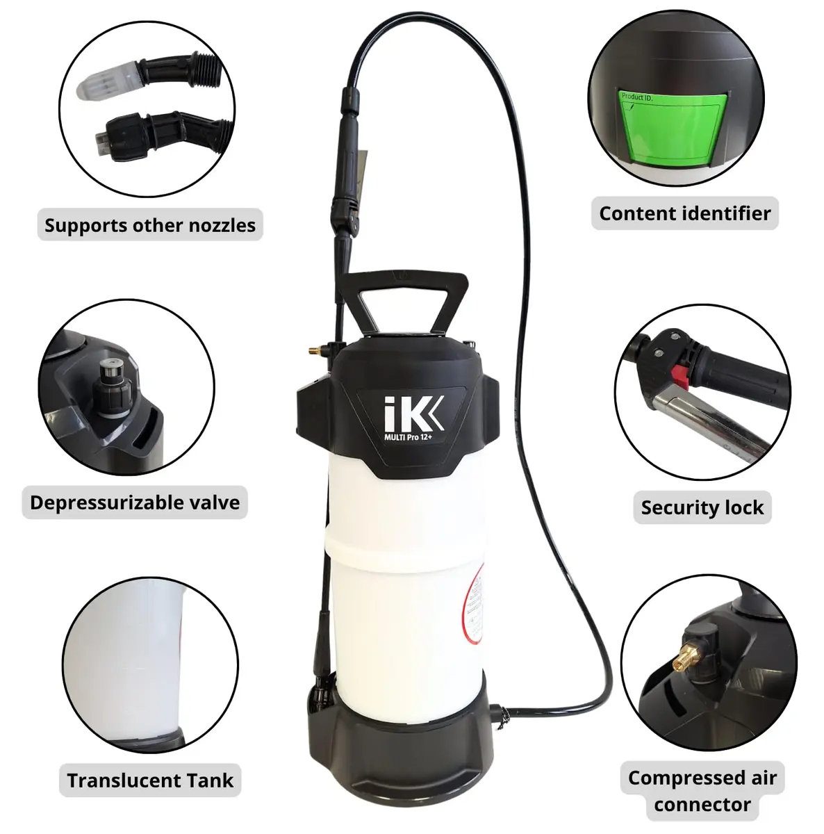 IK Multi Pro 12+ Heavy-Duty Sprayer with Air Compressor Connector | 2 gal Chemical-Resistant Pump - view 2