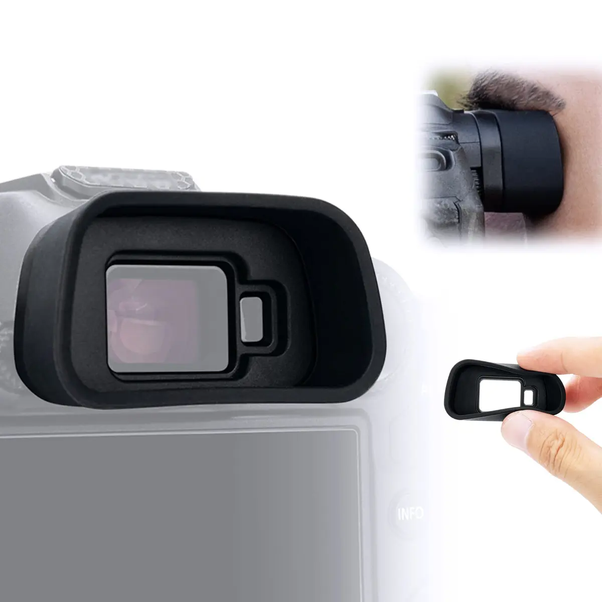 JJC Silicone Eyecup Viewfinder for Canon EOS R7 Camera with Extended Design | Dust & Light Blocker - main product image