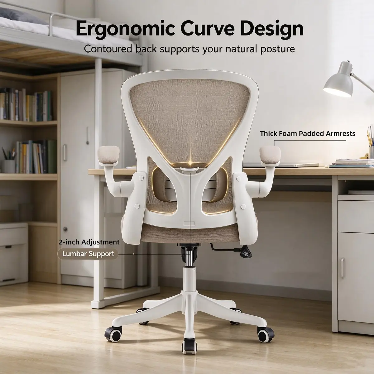 SICHY AGE High Back Mesh Office Chair with Adjustable Lumbar Support & Flip-Up Armrests, 23 in x 29 in x 45 in | Ergonomic Comfort - view 3