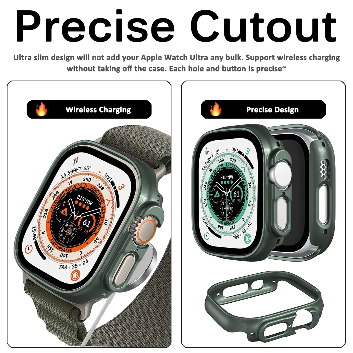 Miimall Apple Watch 49mm Ultra Case | Slim Hard PC Bumper for Ultra 2/3, Green - view 6