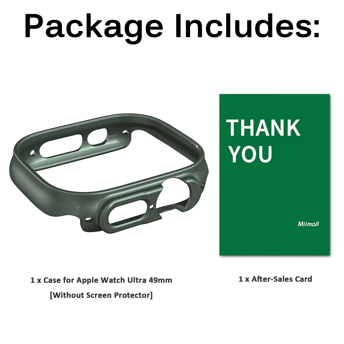 Miimall Apple Watch 49mm Ultra Case | Slim Hard PC Bumper for Ultra 2/3, Green - view 8