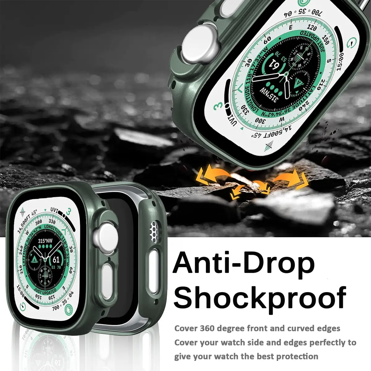 Miimall Apple Watch 49mm Ultra Case | Slim Hard PC Bumper for Ultra 2/3, Green - view 4