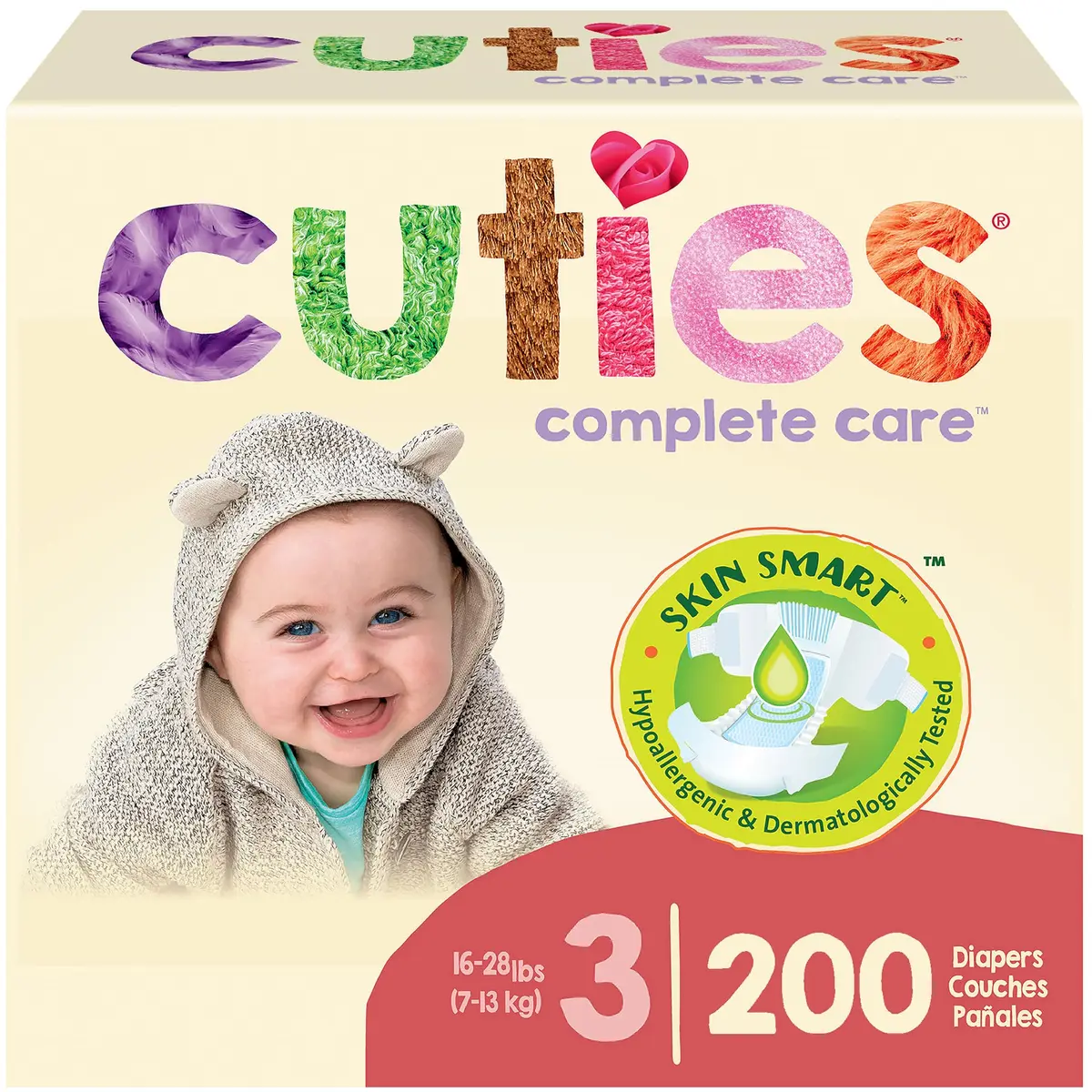 Cuties Skin Smart Size 3 Diapers | Hypoallergenic & Absorbent for Sensitive Skin - main product image