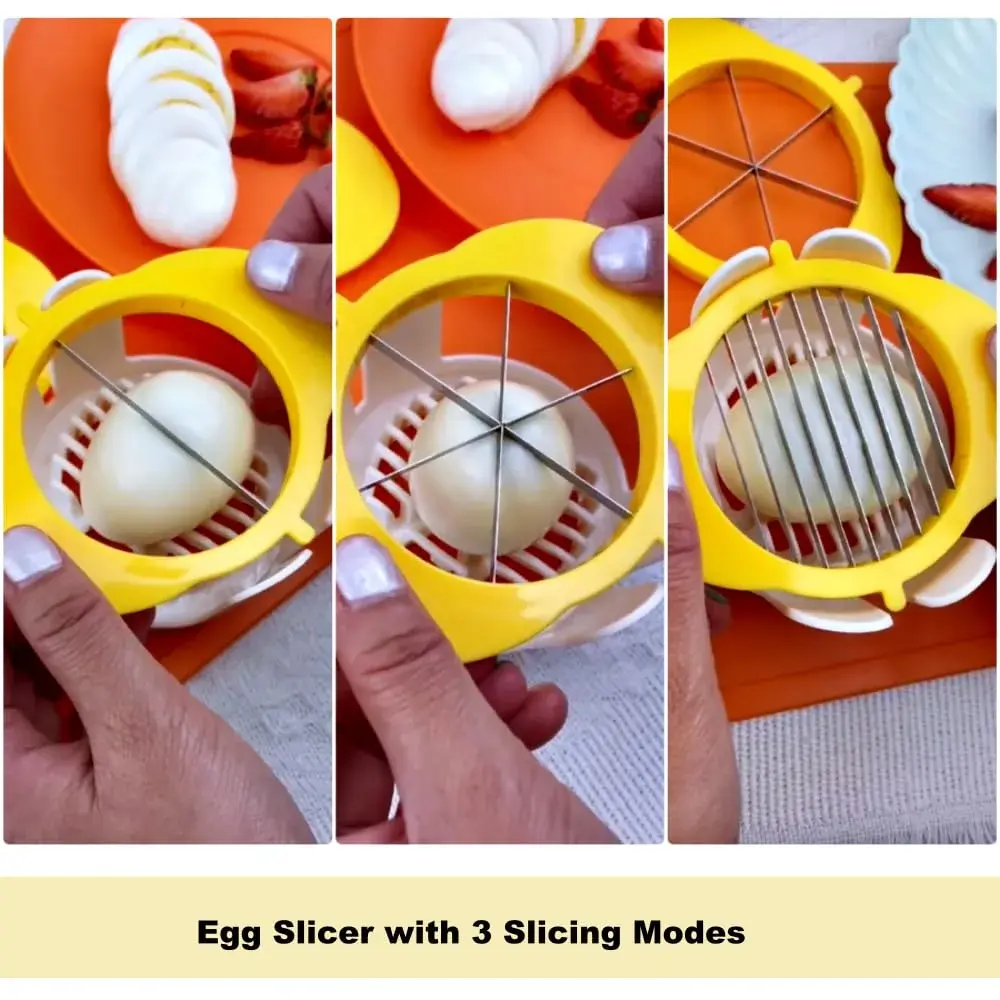 Jawbush 3-in-1 Egg Slicer with Metal Blades, Strawberry & Fruit Slicer (10.3 cm x 9.8 cm x 7.1 cm) - view 2