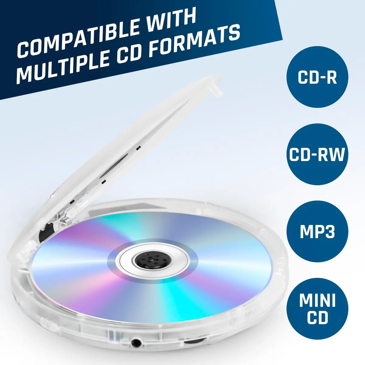 KLIM Discman Portable CD Player with Headphones, Built-in Battery, Clear White | Anti-Skip Protection, 5 EQ Effects, USB-C Rechargeable - view 7