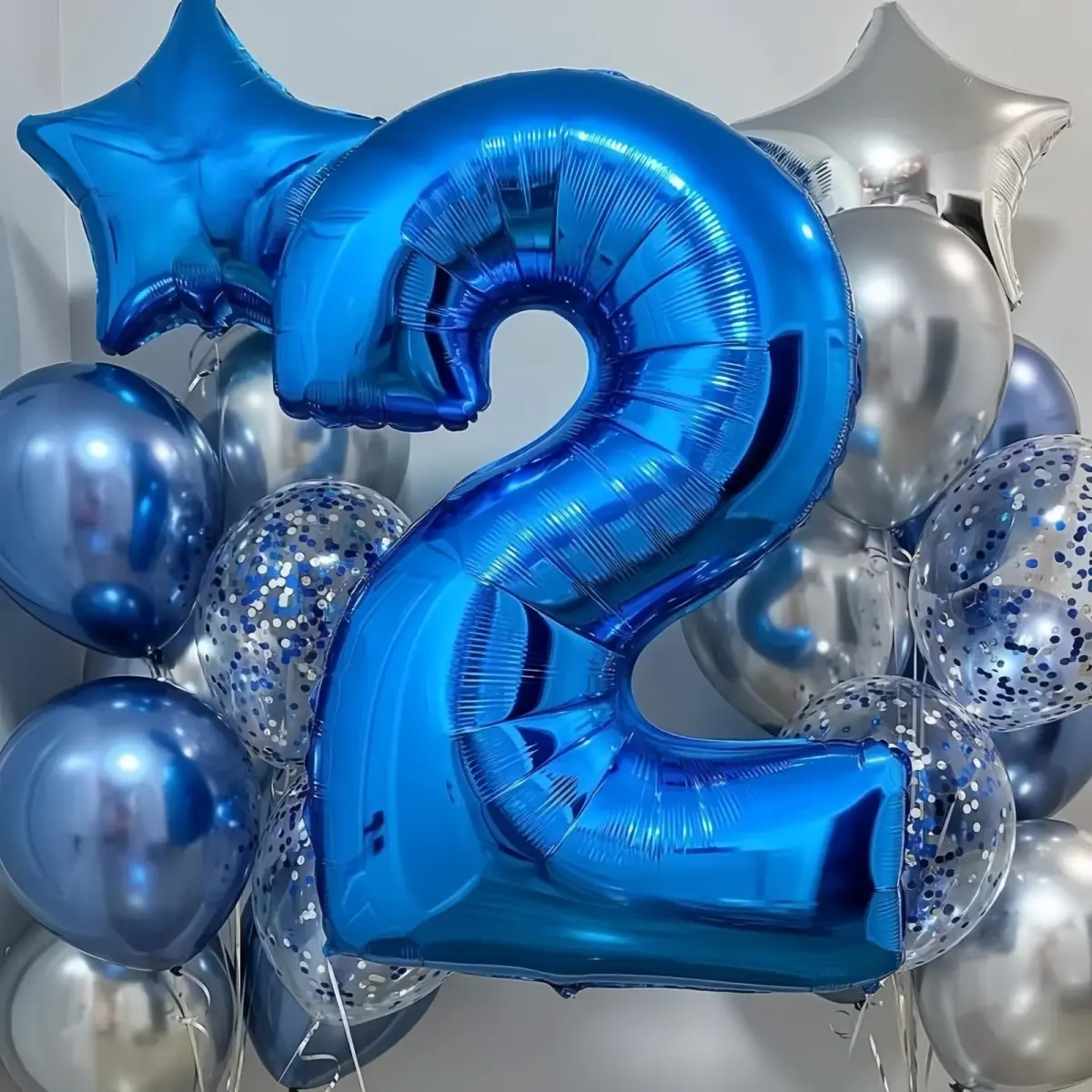 Lingqiang Blue Number 2 Foil Balloon 40 Inch | Reusable Mylar Party Decoration - view 4