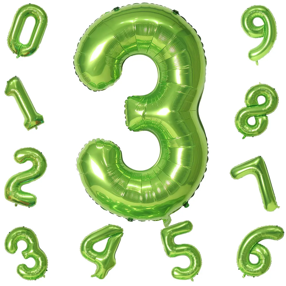 Lingqiang Green Number 3 Balloon 40 Inch | Reusable Foil Mylar Party Decoration - view 8