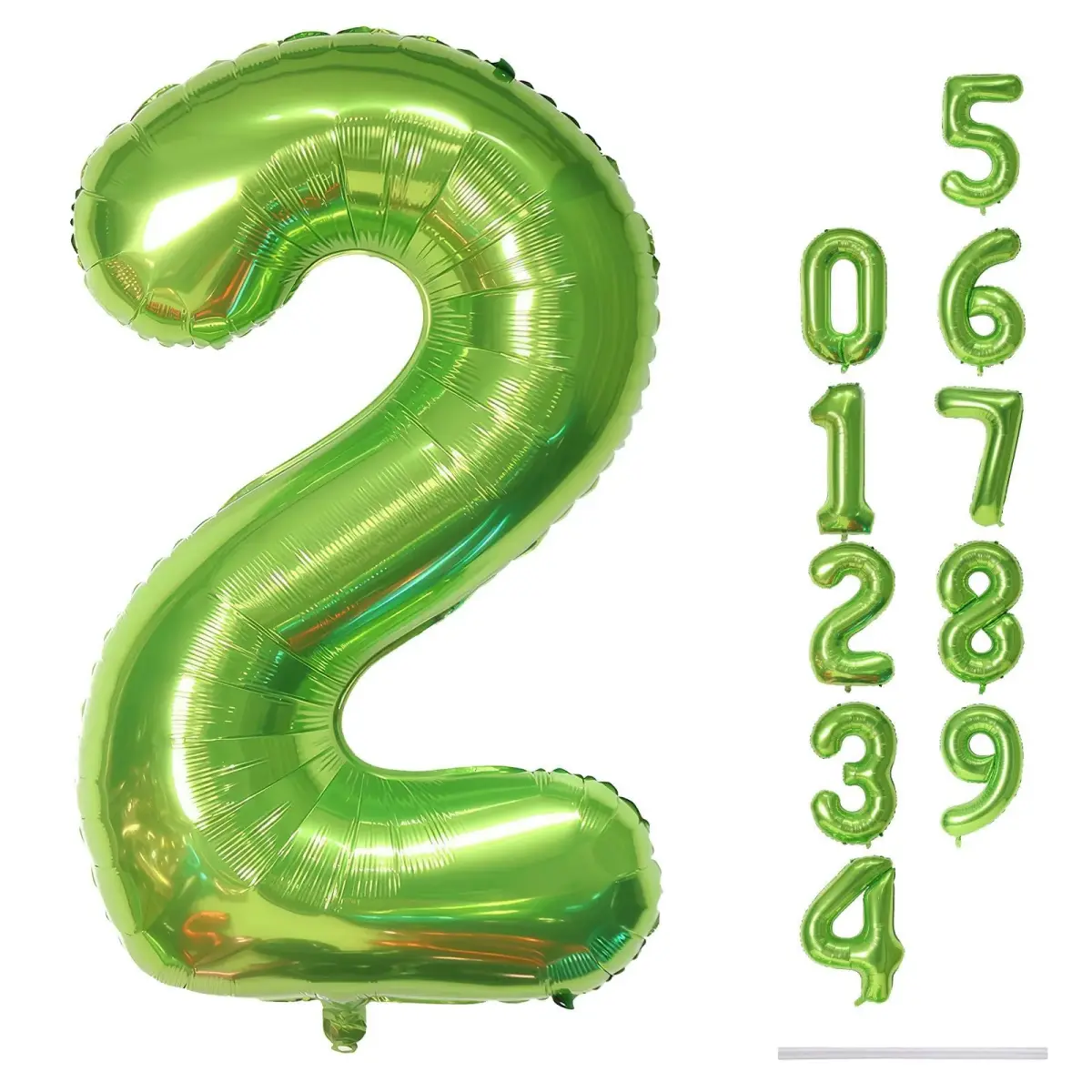 Lingqiang 40 Inch Giant Green Number 2 Foil Balloon | Reusable Helium Mylar Digit for Parties - main product image