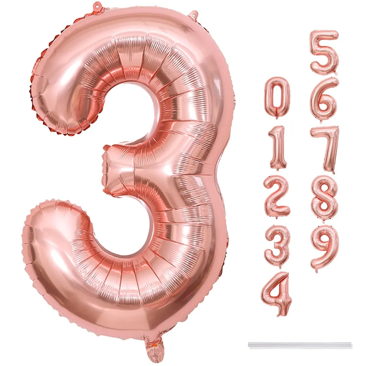 Lingqiang Rose Gold Number 3 Balloon | 40 Inch Large Foil Helium Balloon for Girls & Women Birthday Party Decorations - view 9