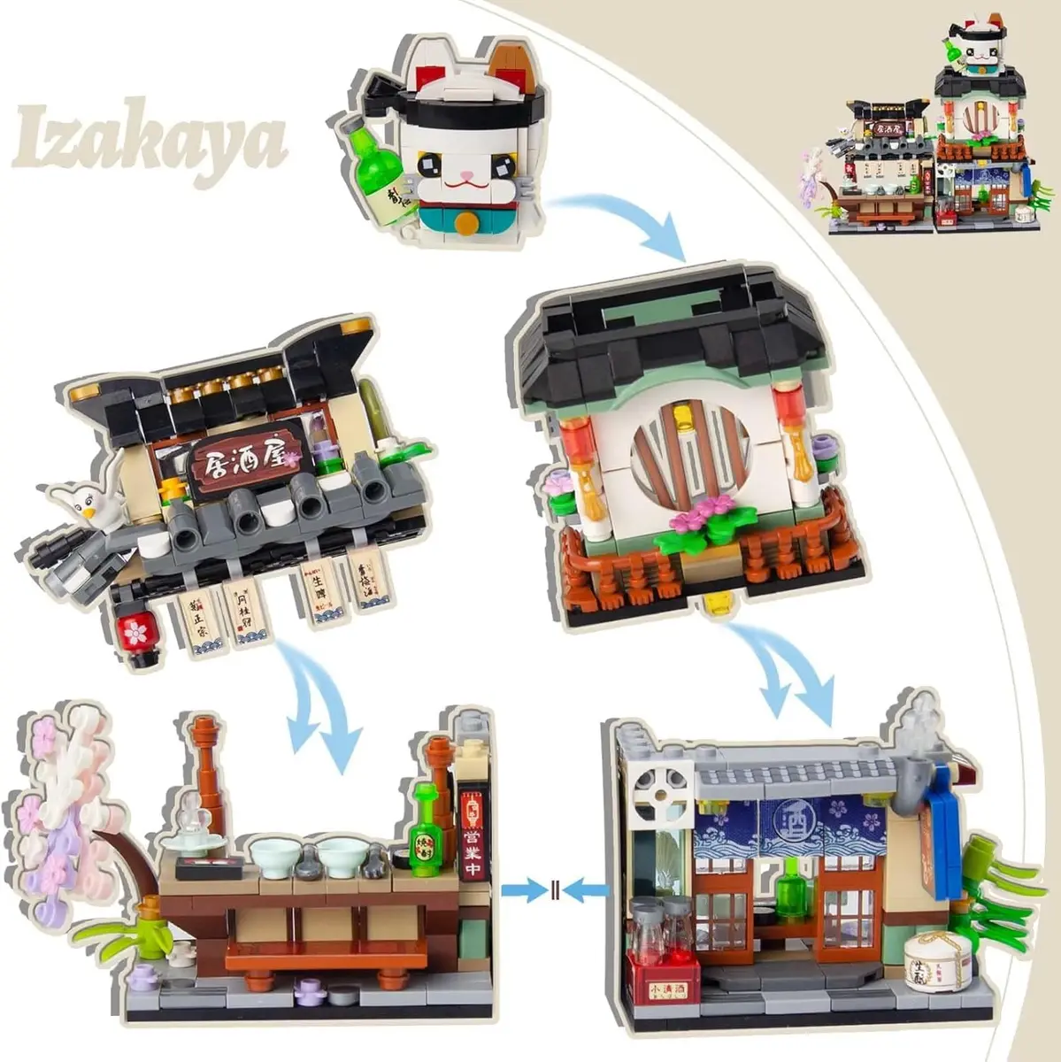 OundarM Japan Street View Izakaya Shop Building Set 789 Pieces | Foldable Architecture Model - view 7