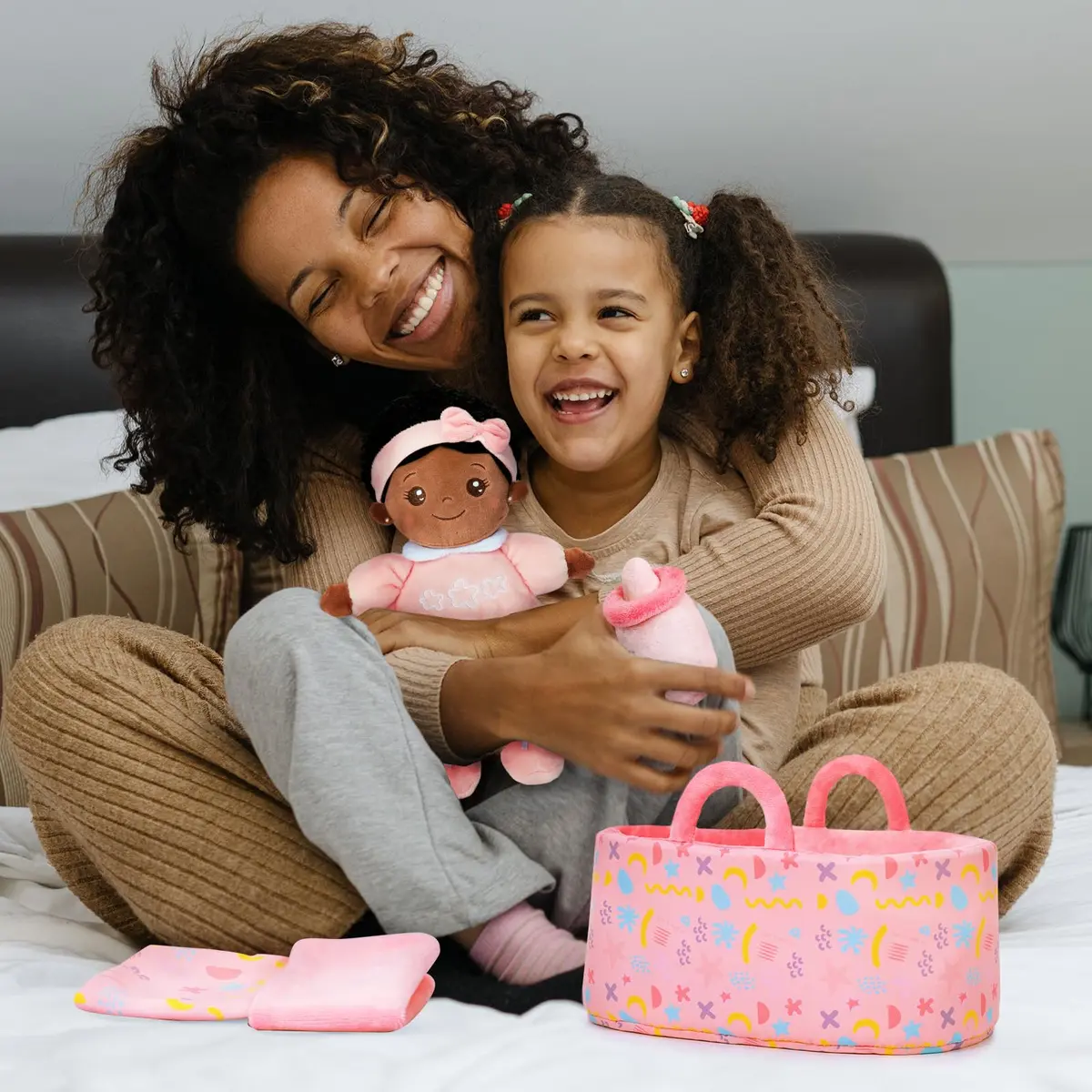 OUOZZZ Black Baby Doll with Bassinet, Blanket & Bottle Set 25cm (10 inch) | Educational Pretend Play Toy for Kids 3+ - view 8