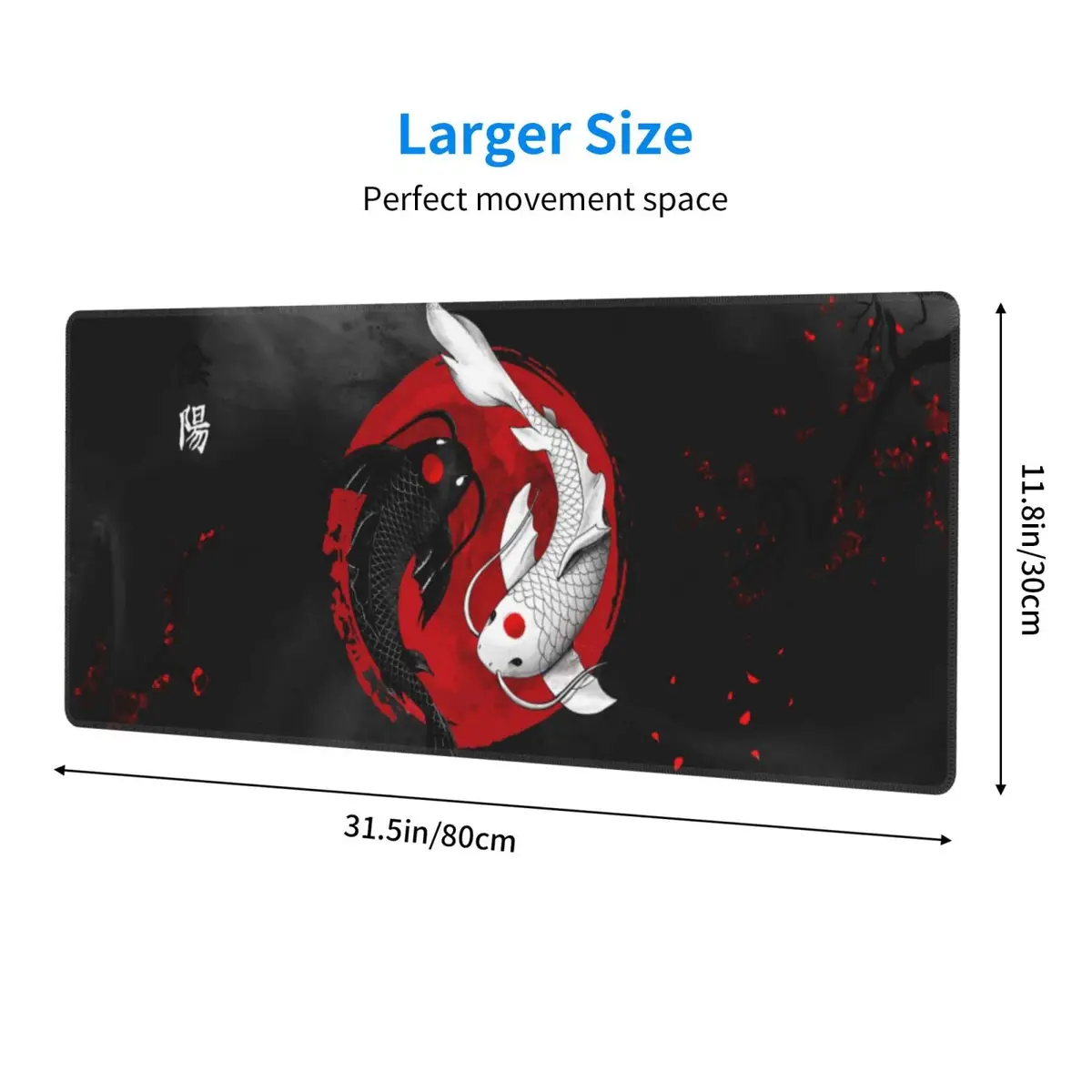 Gianlaima Japanese Koi Mouse Pad XL Extended Desk Mat | Large 80x30cm, Waterproof, Non-Slip Rubber Base - view 5