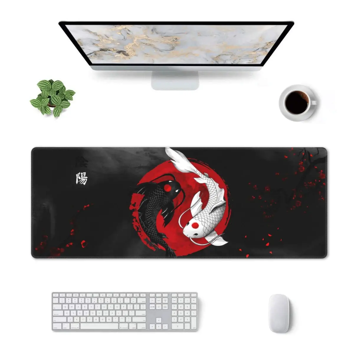 Gianlaima Japanese Koi Mouse Pad XL Extended Desk Mat | Large 80x30cm, Waterproof, Non-Slip Rubber Base - view 2
