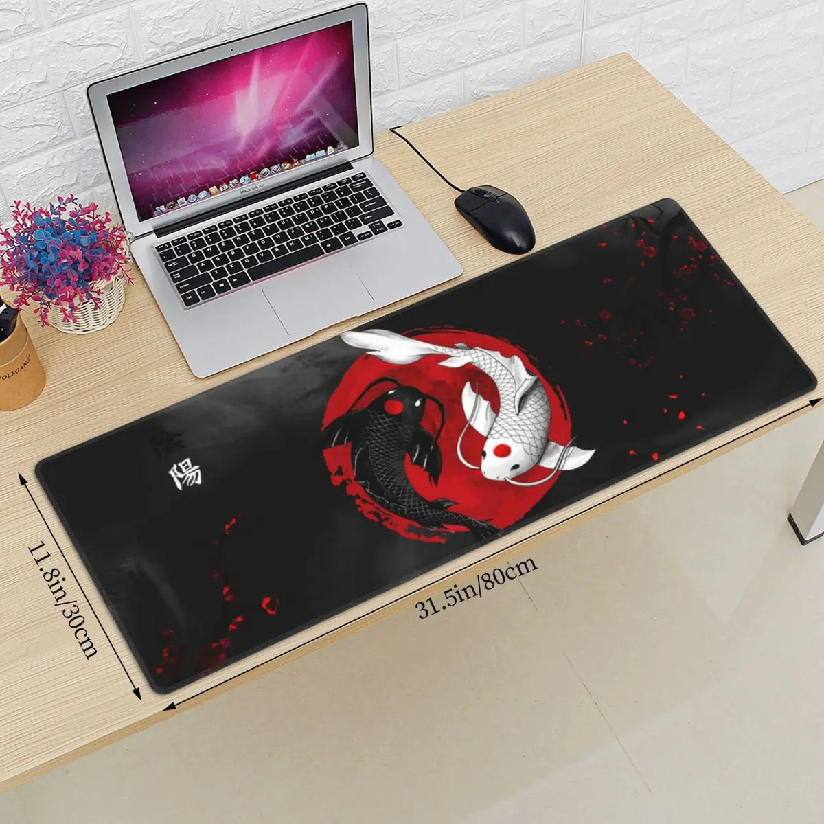 Gianlaima Japanese Koi Mouse Pad XL Extended Desk Mat | Large 80x30cm, Waterproof, Non-Slip Rubber Base - view 3