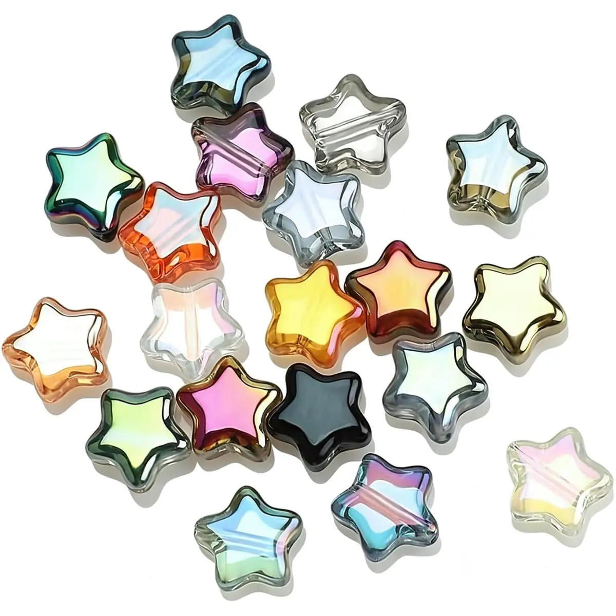 X Hot Popcorn Star Beads, 8mm Glass Star Beads, Electroplated, 200 pcs | Jewelry Craft Supplies - main product image
