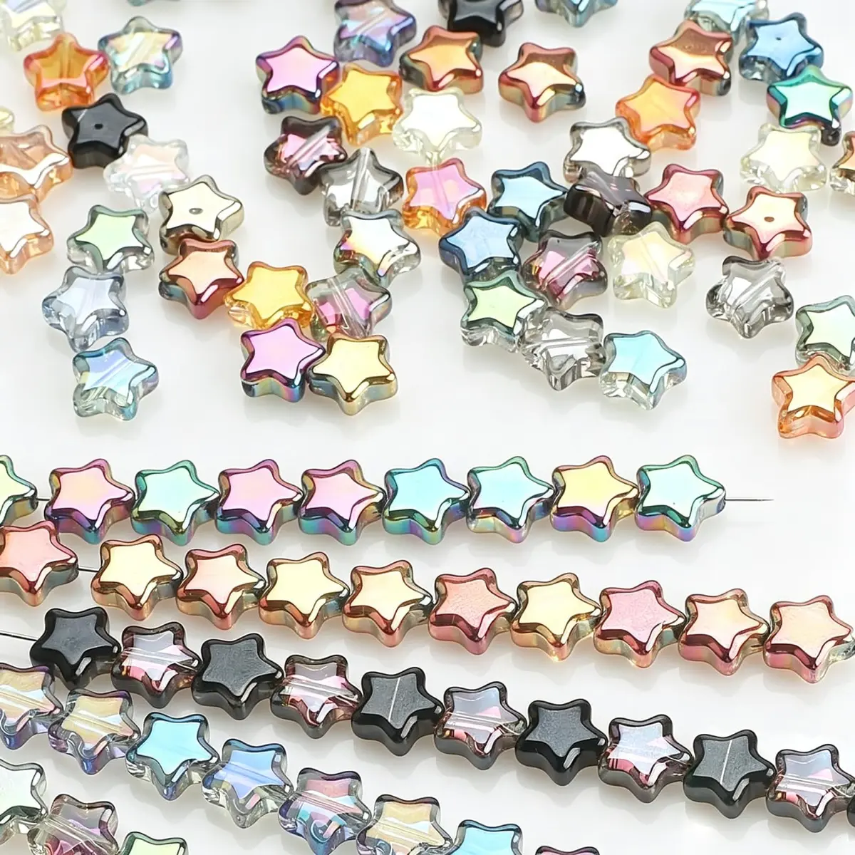 X Hot Popcorn Star Beads, 8mm Glass Star Beads, Electroplated, 200 pcs | Jewelry Craft Supplies - view 7