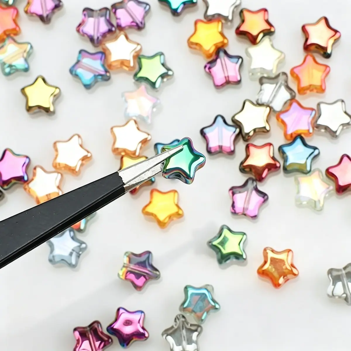 X Hot Popcorn Star Beads, 8mm Glass Star Beads, Electroplated, 200 pcs | Jewelry Craft Supplies - view 8
