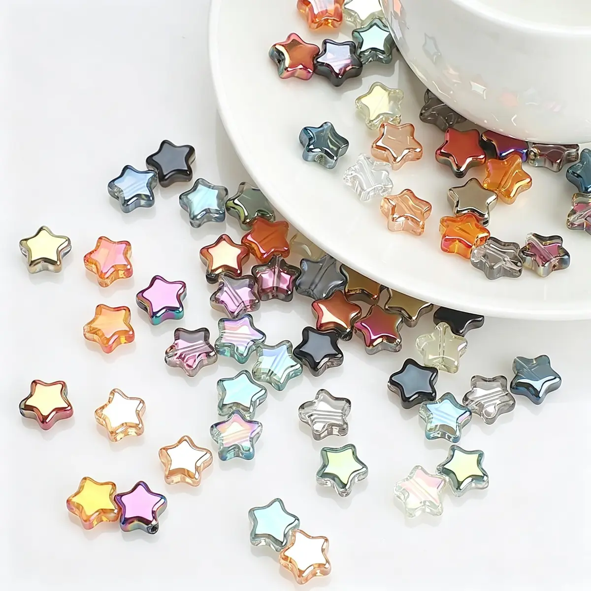 X Hot Popcorn Star Beads, 8mm Glass Star Beads, Electroplated, 200 pcs | Jewelry Craft Supplies - view 3