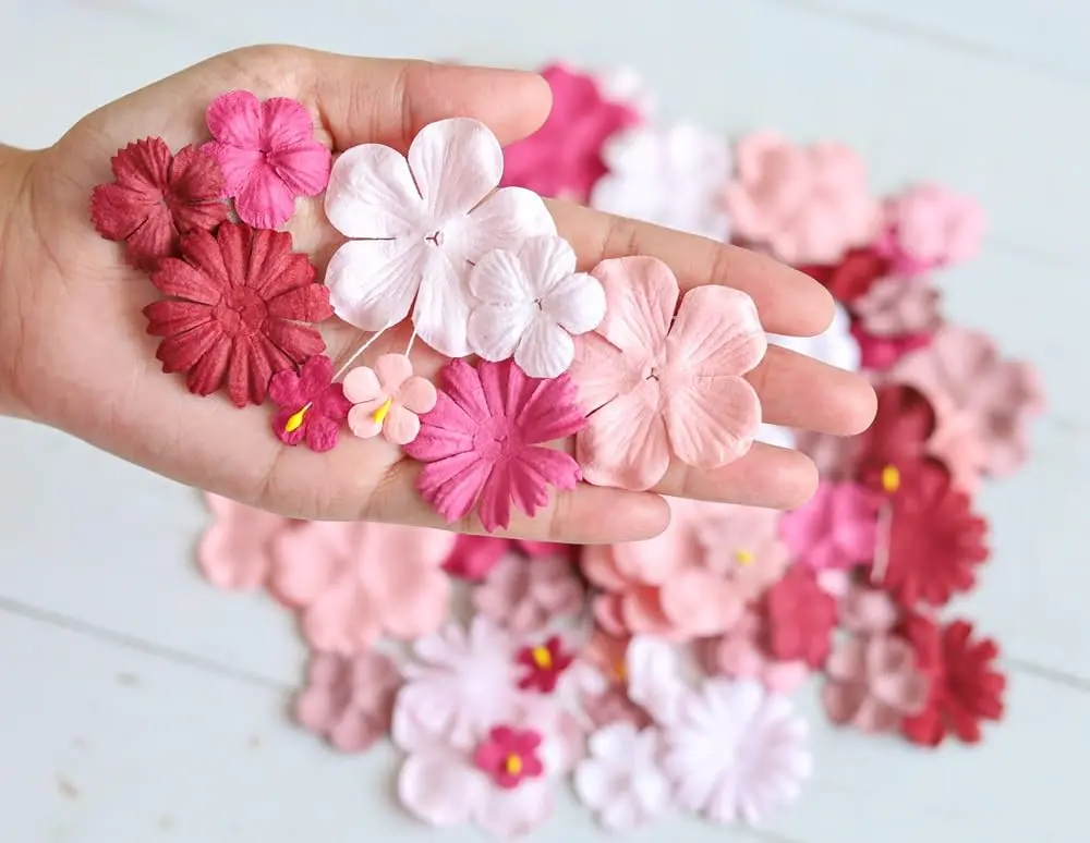 RATREE 888 Mulberry Paper Flowers 100 PCS | Handmade Wedding Embellishments - view 2