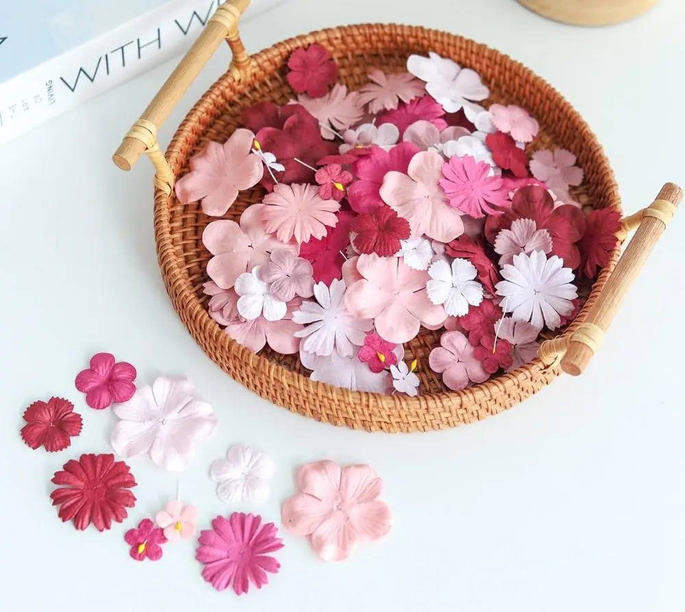 RATREE 888 Mulberry Paper Flowers 100 PCS | Handmade Wedding Embellishments - view 4
