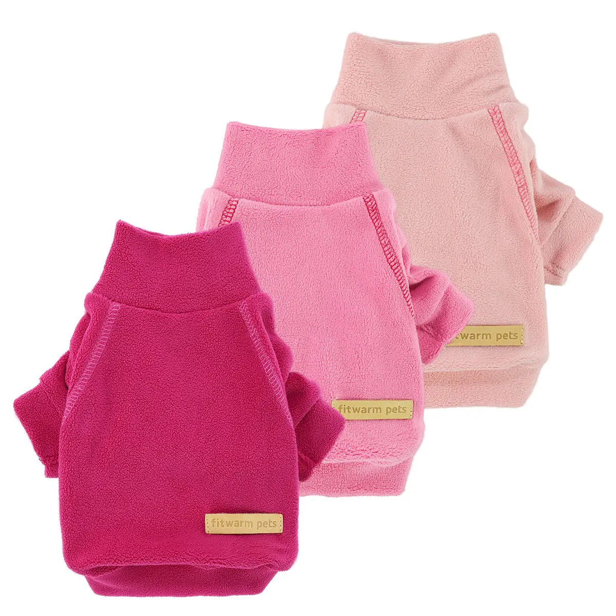 Fitwarm Large Pink 3 Pack Pet Sweater | Classic Fleece Turtleneck for Small Dogs & Cats - main product image