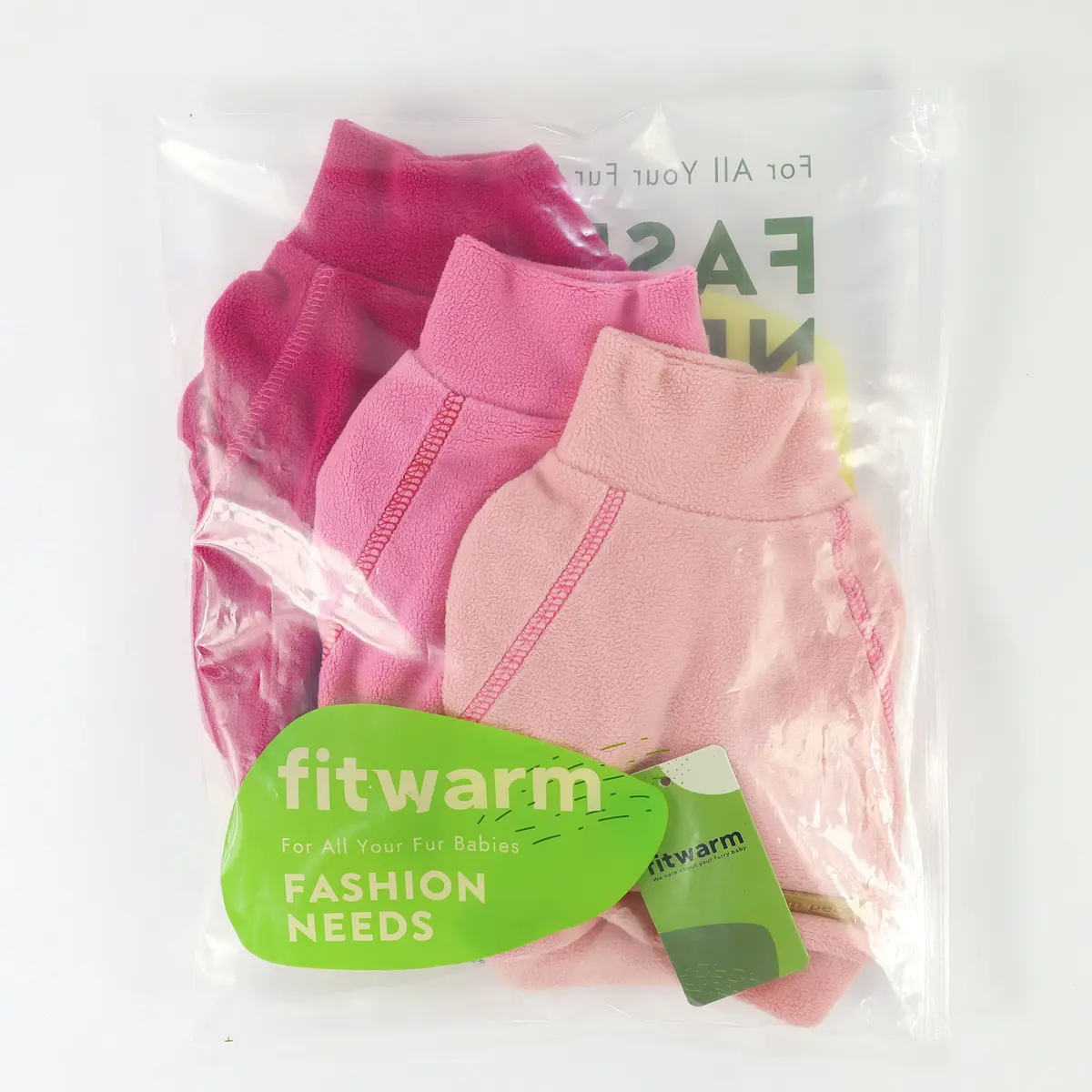 Fitwarm Large Pink 3 Pack Pet Sweater | Classic Fleece Turtleneck for Small Dogs & Cats - view 9