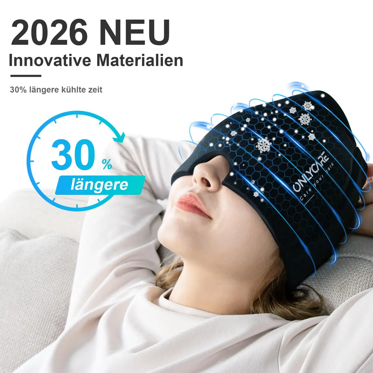 ONLYCARE Migraine Relief Cap, Soothing Headache Hat, Odorless Gel Ice Head Wrap, Hot & Cold Therapy, Headache Ice Pack for Tension Stress (Slight-Pink) | Reusable - view 2