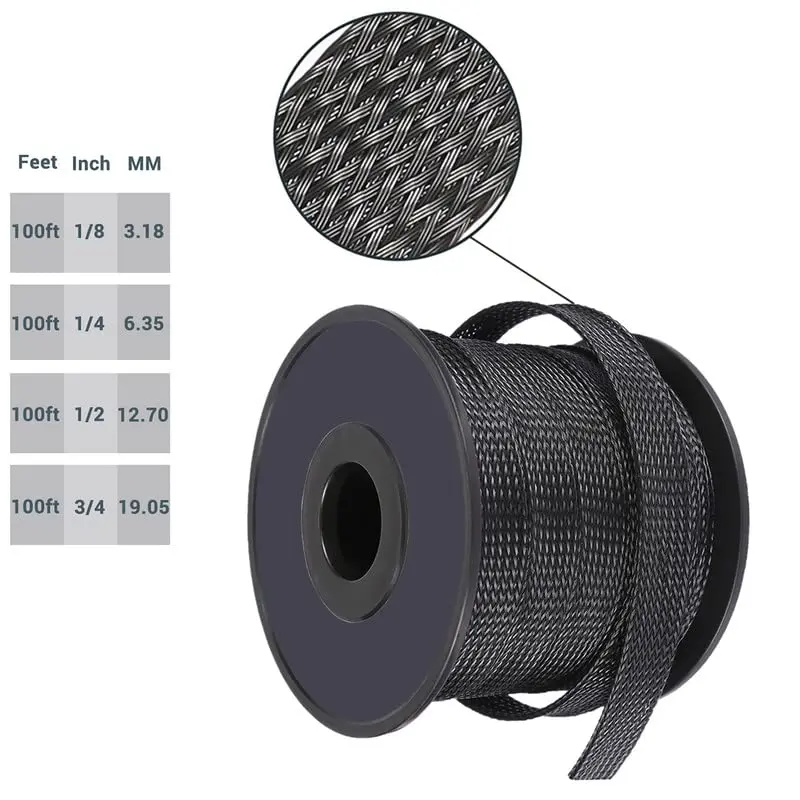 Gandenyan PET Expandable Braided Wire Loom 100ft-1/4Inch | Mesh Cable Management for Home & Office - view 5