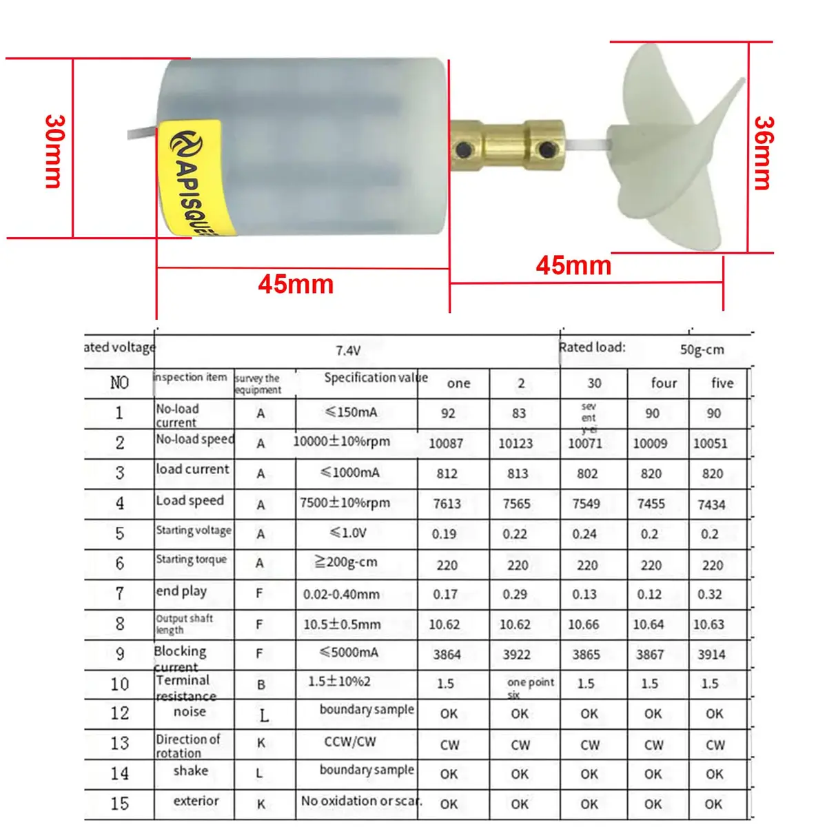 ApisQueen 2S 8.4V 22W BM70 Brushed Submarine Thruster Waterproof | 90*36mm, 85.5g, 22W, IP68 - view 5