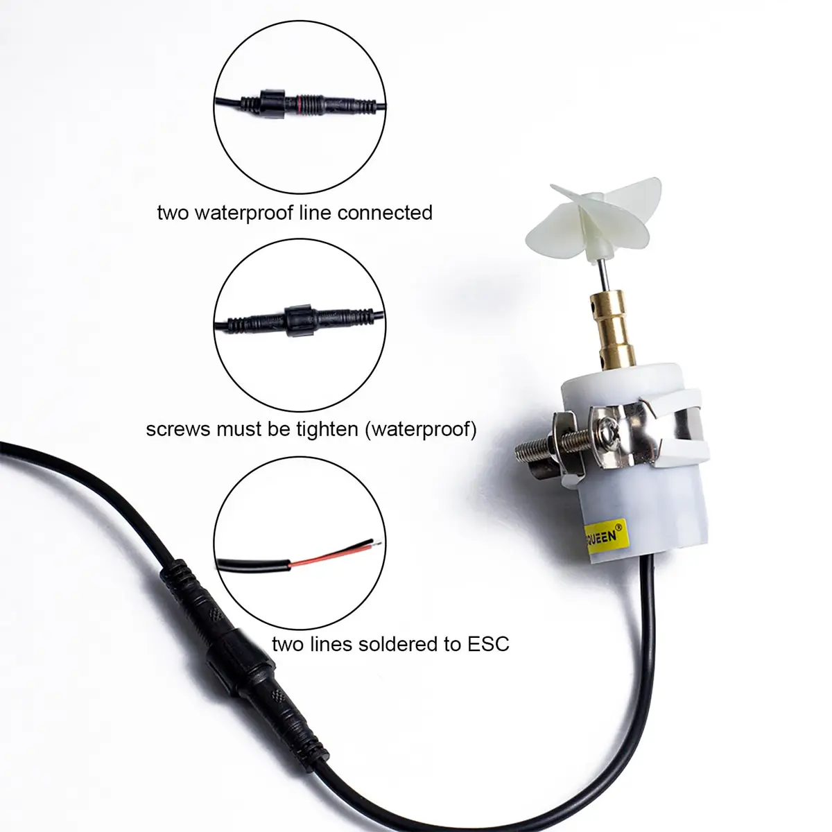 ApisQueen 2S 8.4V 22W BM70 Brushed Submarine Thruster Waterproof | 90*36mm, 85.5g, 22W, IP68 - view 4