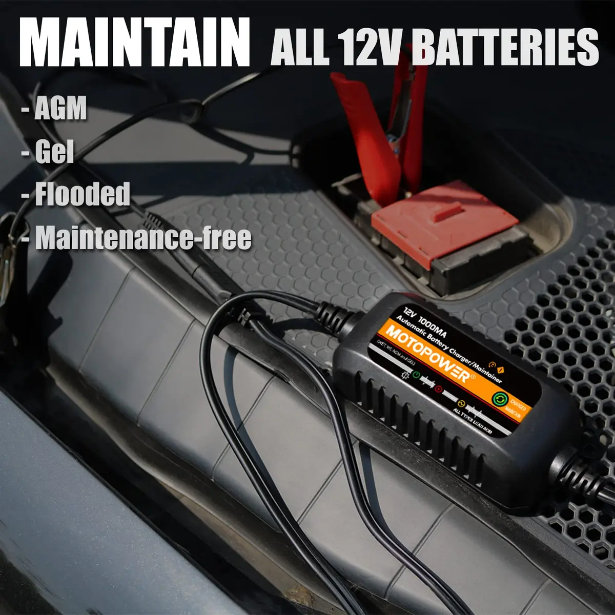 MOTOPOWER MP00205B 12V 1A Automatic Battery Charger & Maintainer | 12V 1A - view 6