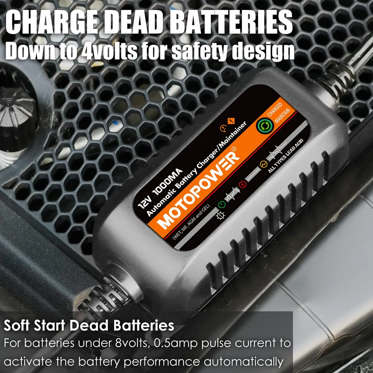 MOTOPOWER MP00205B 12V 1A Automatic Battery Charger & Maintainer | 12V 1A - view 4