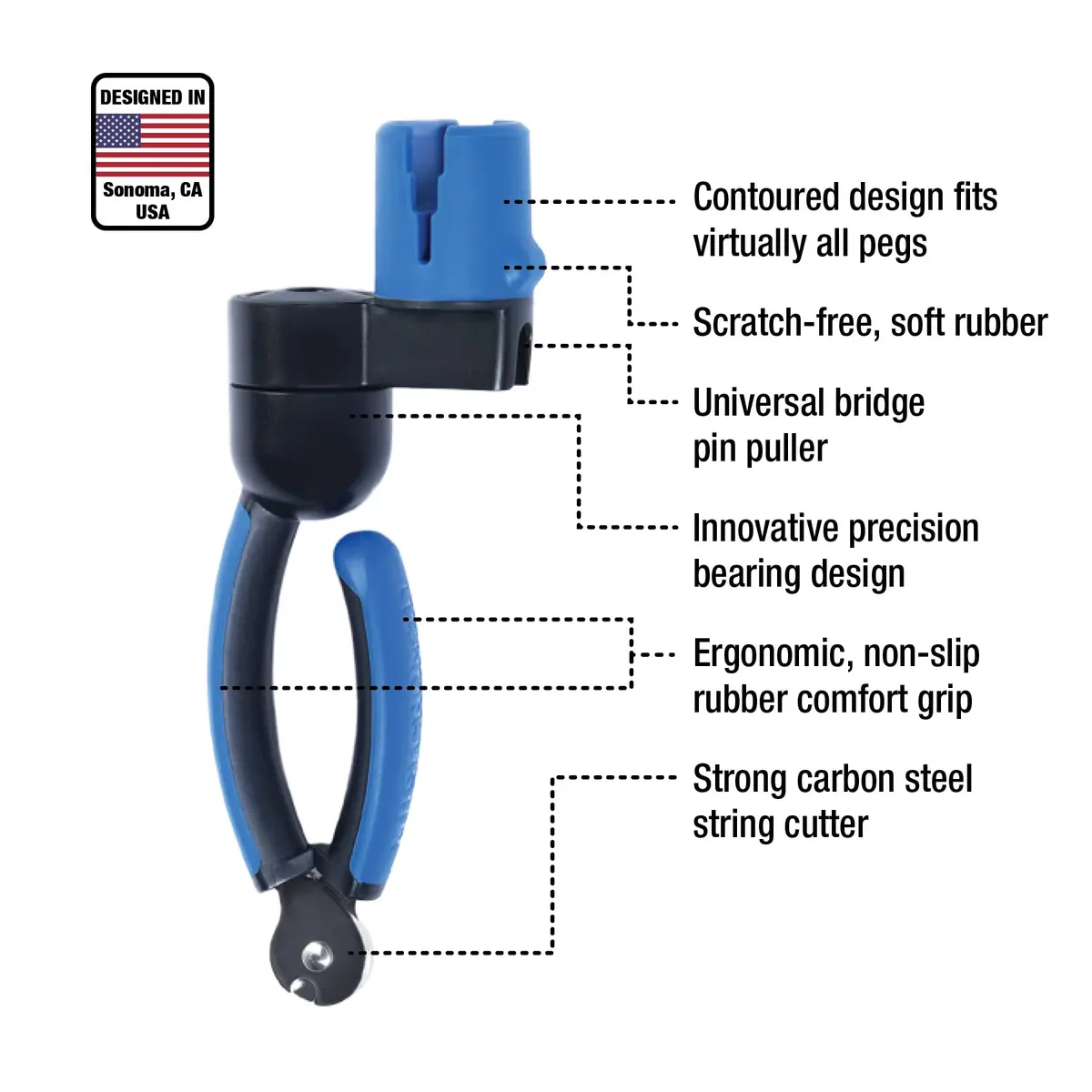 MusicNomad Grip ONE Guitar String Winder, Cutter & Pin Puller (MN223) | All-in-One Tool for Guitars, Basses, Ukuleles - view 5