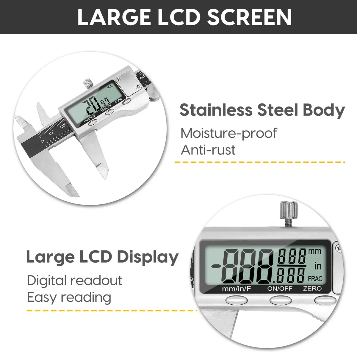 Jiavarry Digital Caliper 6 Inch Stainless Steel LCD Screen | Accurate Measurement for DIY & Household - view 6