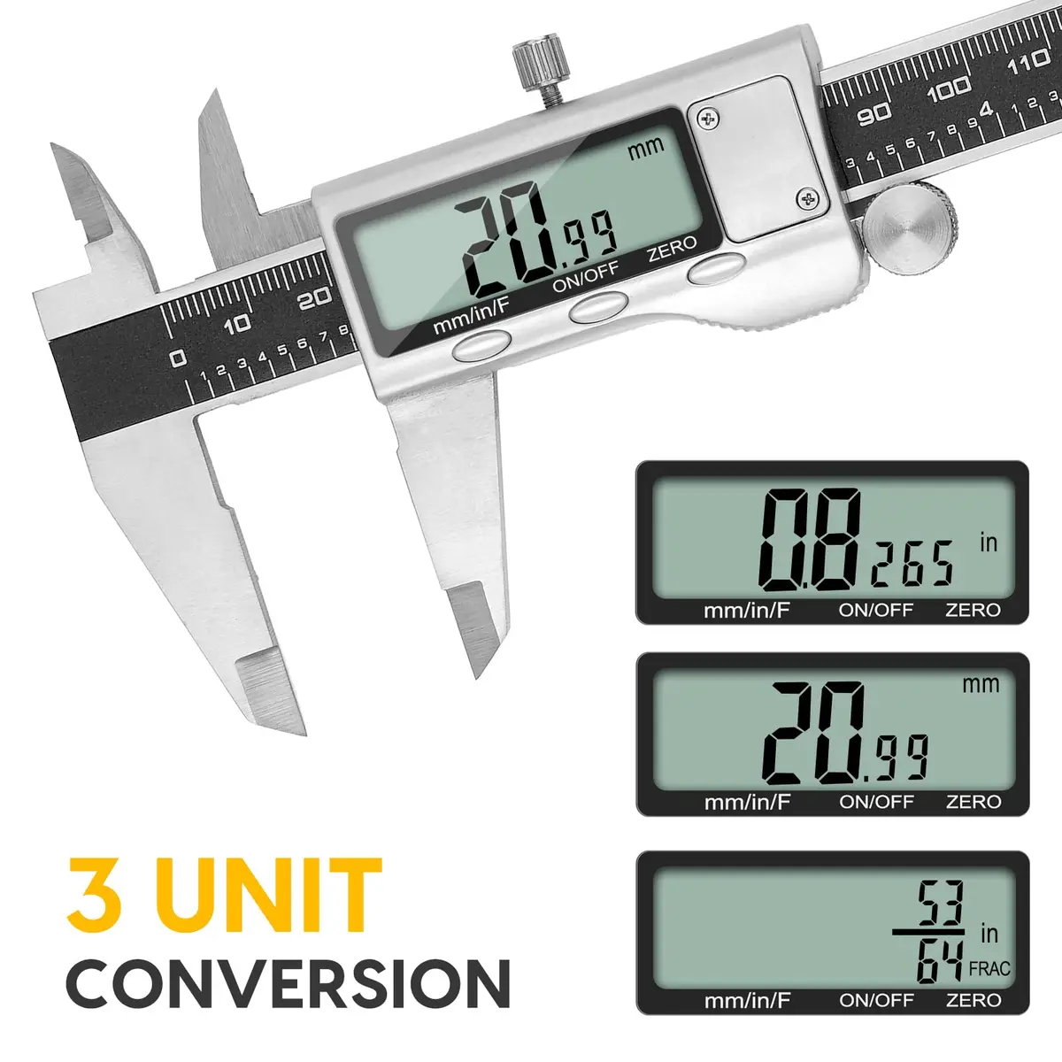 Jiavarry Digital Caliper 6 Inch Stainless Steel LCD Screen | Accurate Measurement for DIY & Household - view 3