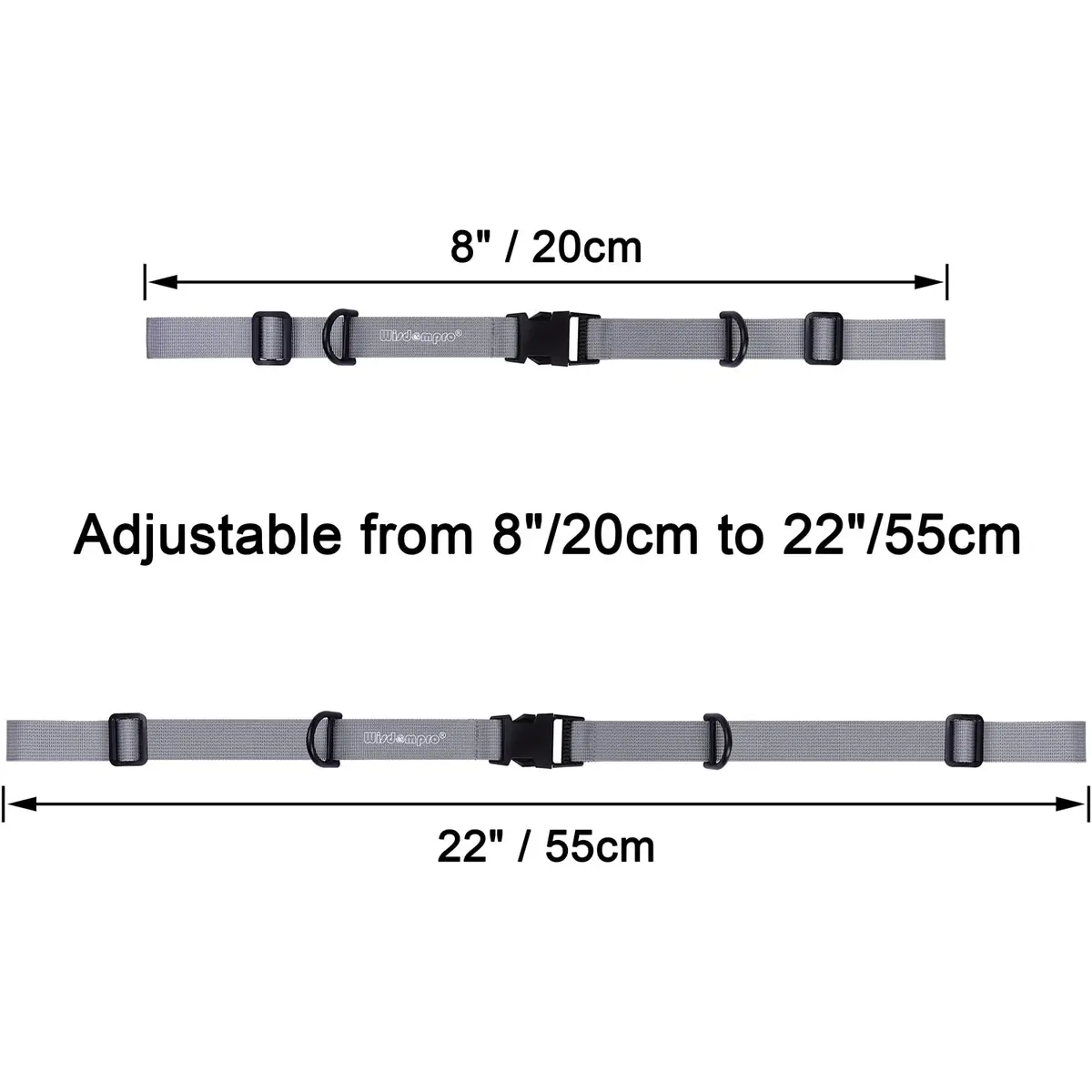 Wisdompro Heavy Duty Backpack Chest Strap, Gray | Adjustable Webbing for Outdoor Activities - view 3