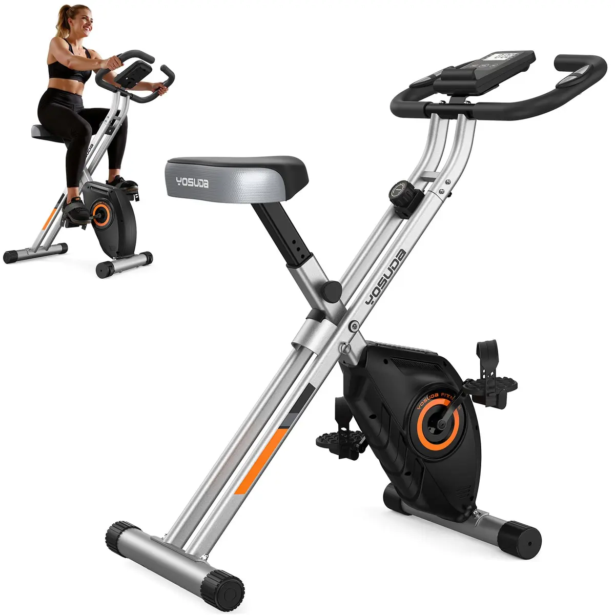 YOSUDA Exercise Bike 2-in-1 Folding Magnetic X-Bike | 8 Resistance Levels for Home Gym - main product image