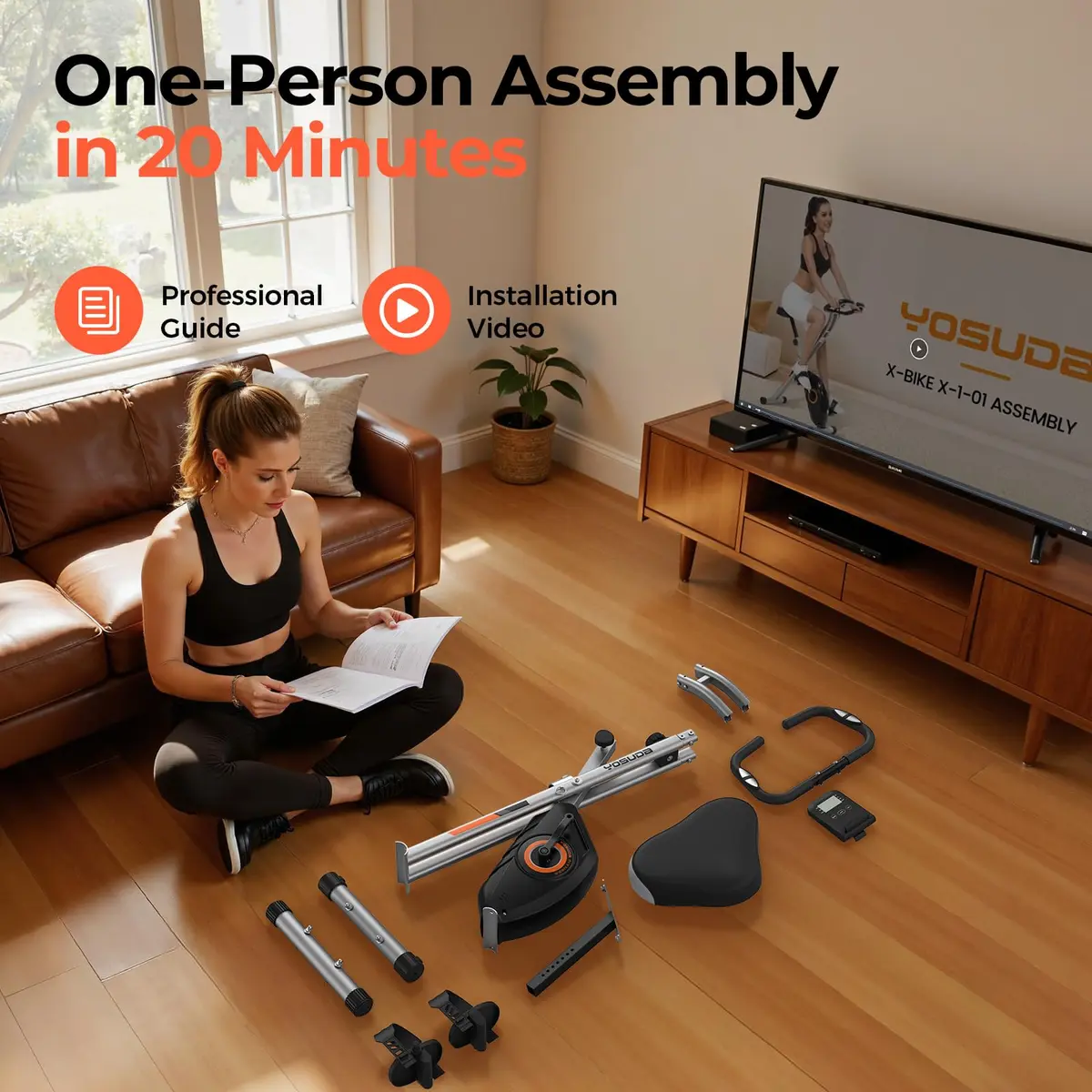 YOSUDA Exercise Bike 2-in-1 Folding Magnetic X-Bike | 8 Resistance Levels for Home Gym - view 9