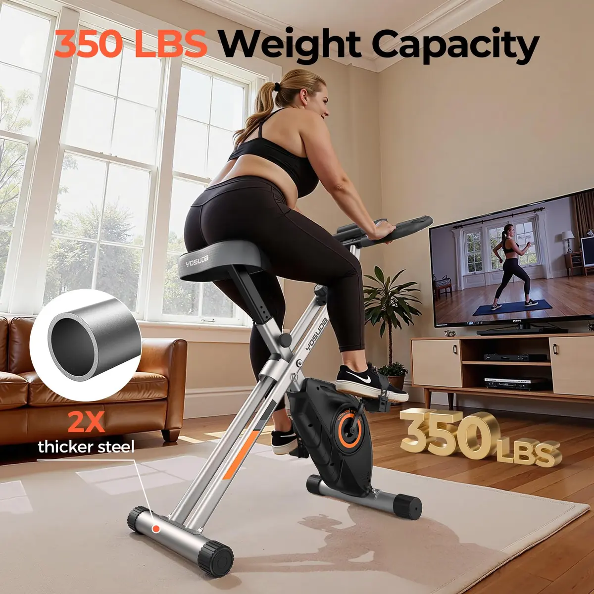 YOSUDA Exercise Bike 2-in-1 Folding Magnetic X-Bike | 8 Resistance Levels for Home Gym - view 2