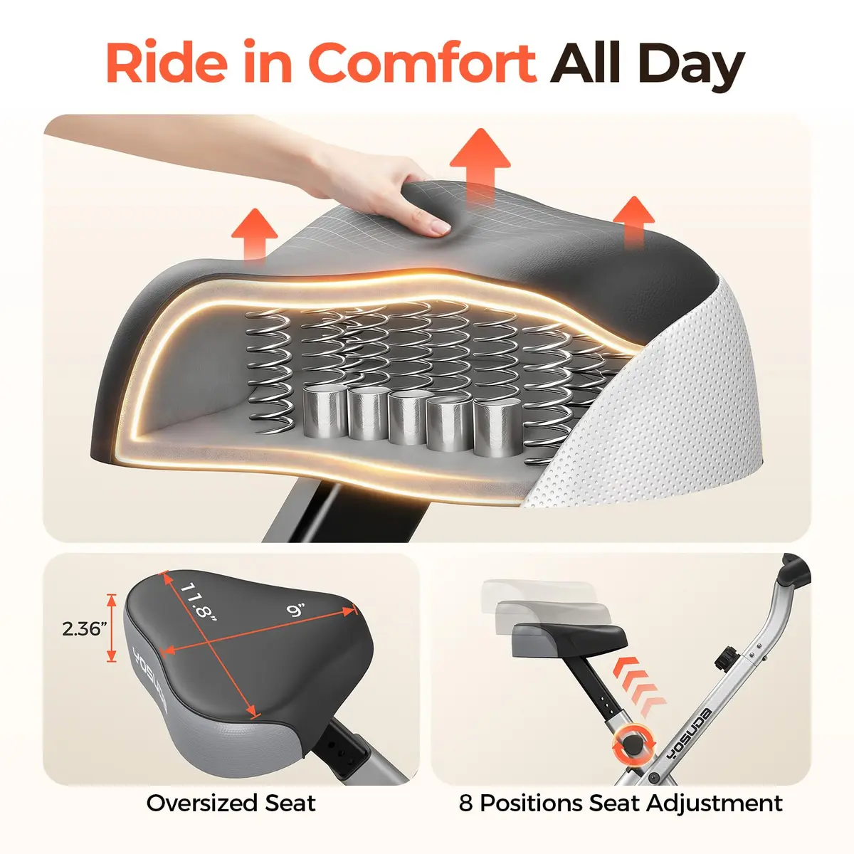 YOSUDA Exercise Bike 2-in-1 Folding Magnetic X-Bike | 8 Resistance Levels for Home Gym - view 4