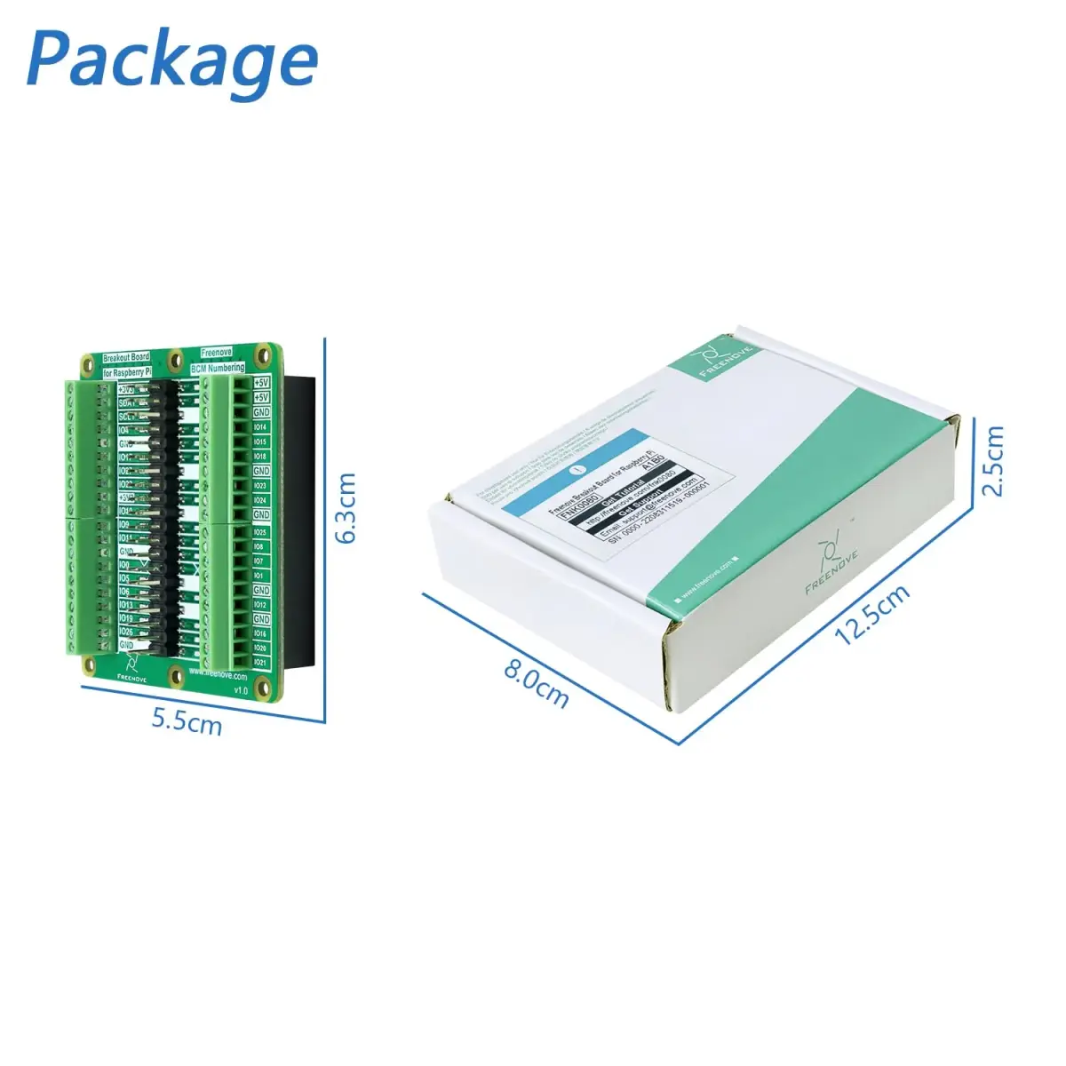 Freenove Breakout Board for Raspberry Pi 5 4B 3B+ Zero 2 W HAT | GPIO Status LEDs & Terminal Block - view 7
